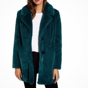 Banana Republic Women’s Teal Faux Fur Deep Teal Teddy Jacket Size: M